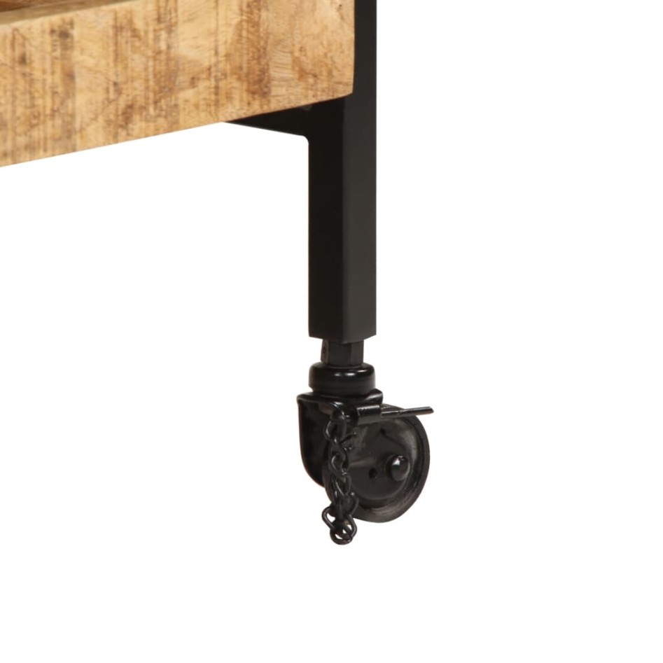 Carrito de cocina madera maciza de mango rugosa 80x55x70