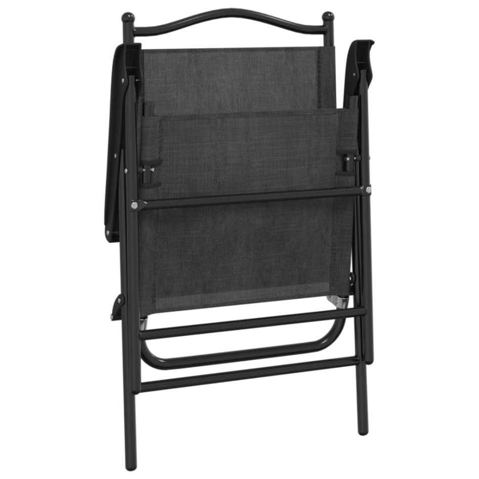 Sillas de jardín plegables 4 uds acero y textileno gris