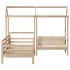 Set de sofá cama con banco y techo madera maciza pino 90x200