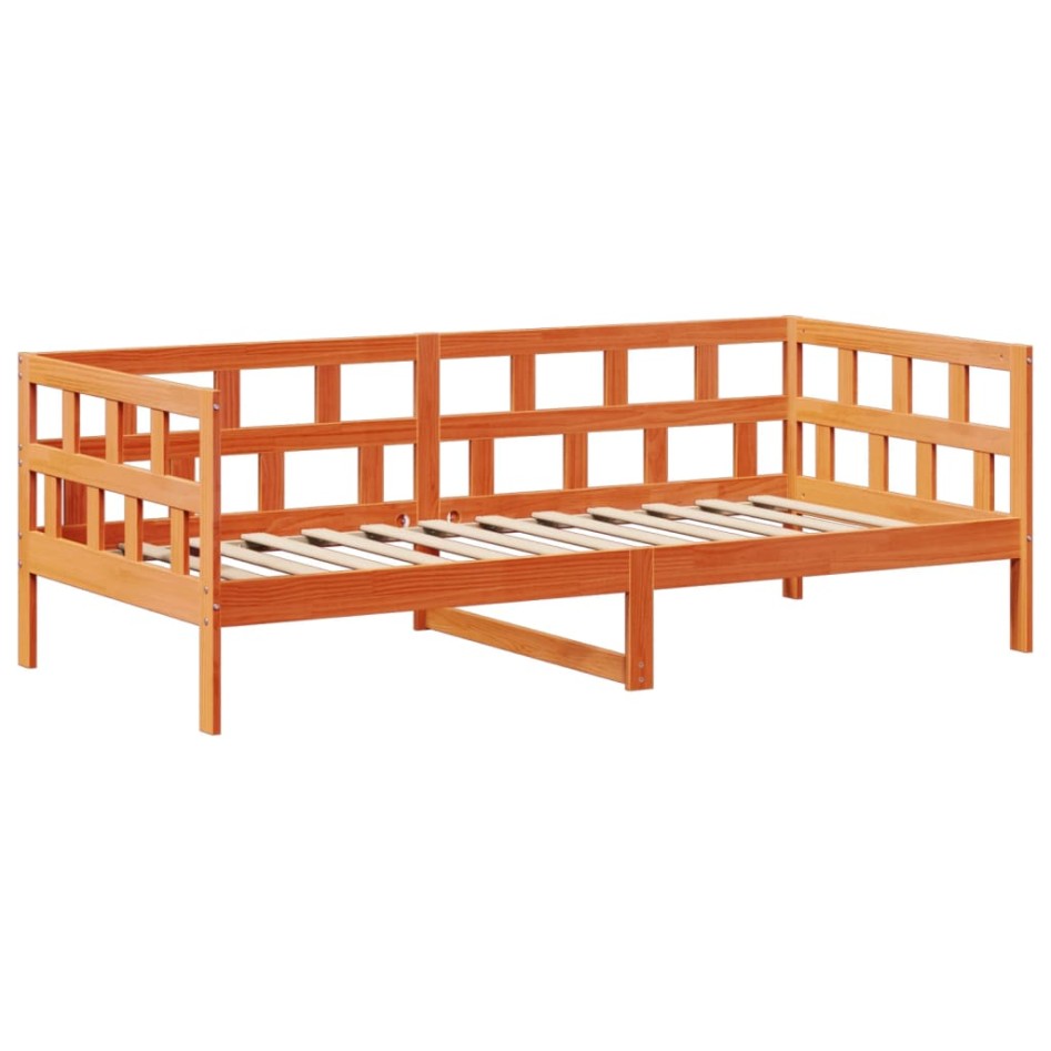 Sofá cama con techo madera maciza pino marrón cera 90x200