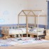 Sofá cama con techo madera maciza de pino 90x200