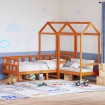 Sofá cama con techo madera maciza pino marrón cera 80x200 cm