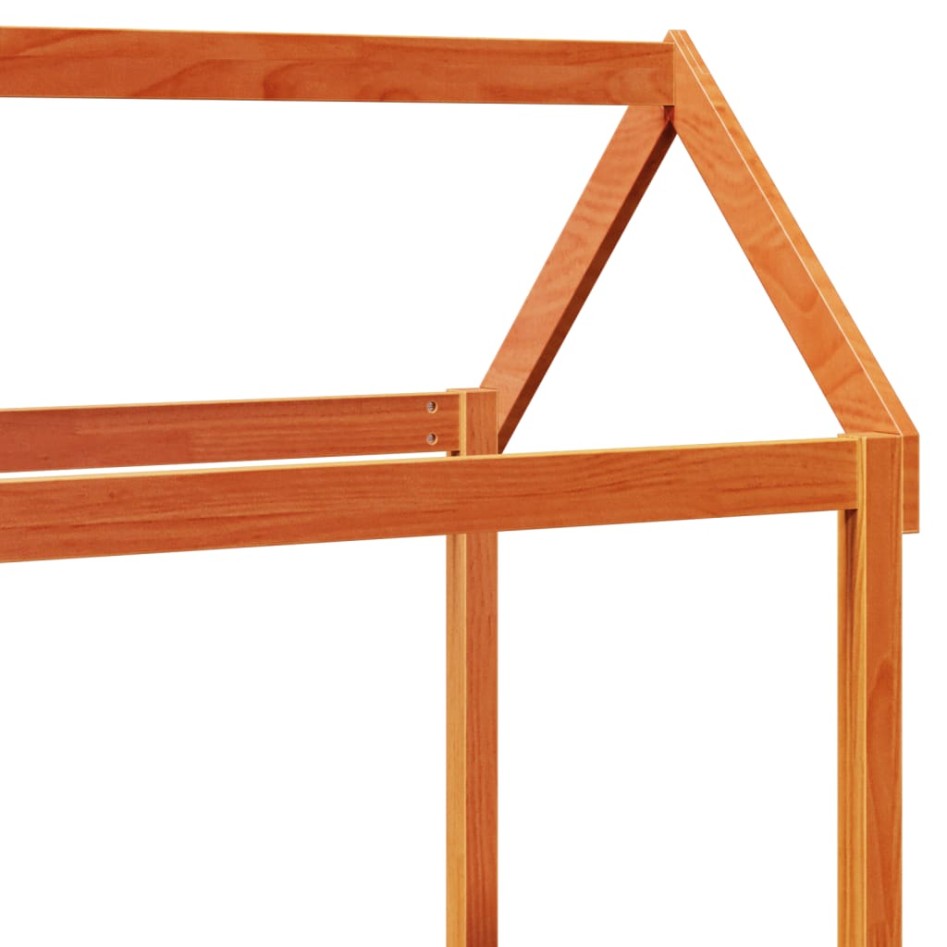 Sofá cama con techo madera maciza pino marrón cera 80x200