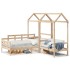 Set de sofá cama y banco con techo madera maciza pino 90x190