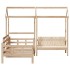 Set de sofá cama y banco con techo madera maciza pino 90x190