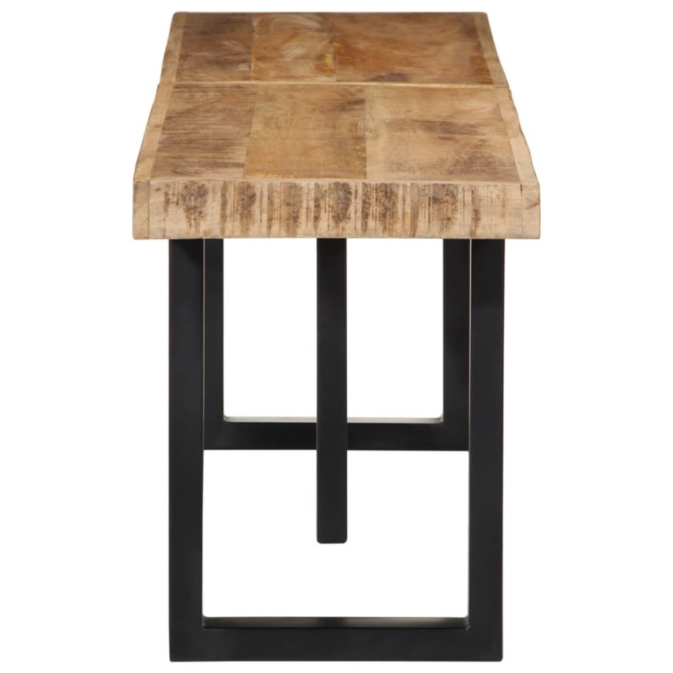 Banco de madera maciza de mango rugosa y acero 160