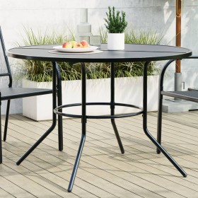 Mesa de patio redonda de acero gris antracita Ø110x72,5