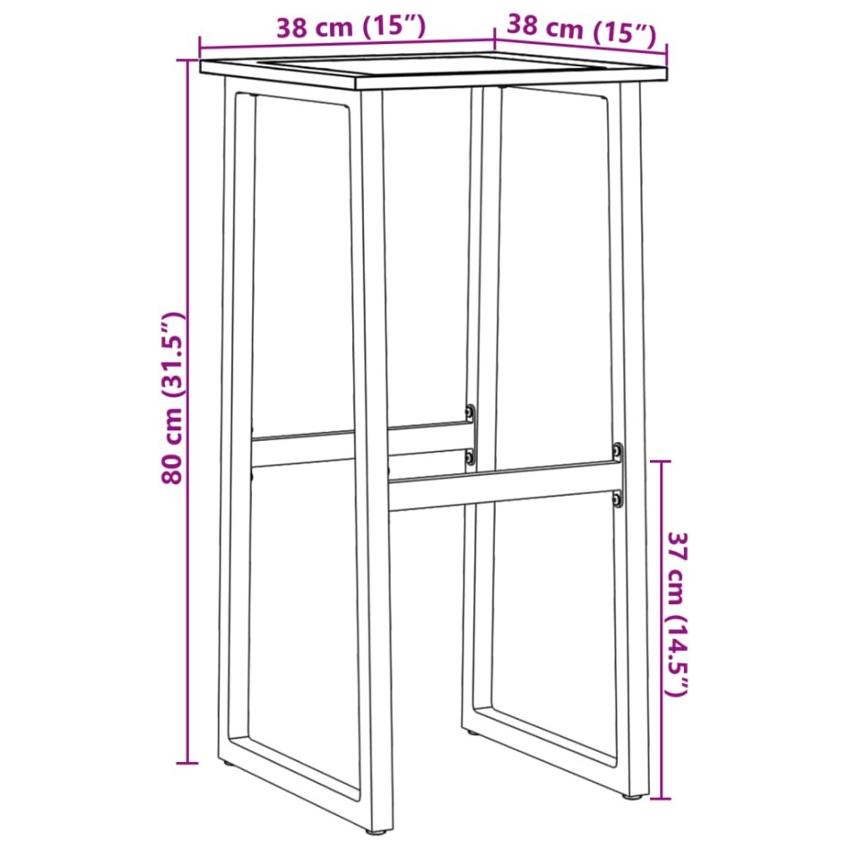 Taburetes de bar 4 unidades acero negro 38x38x80