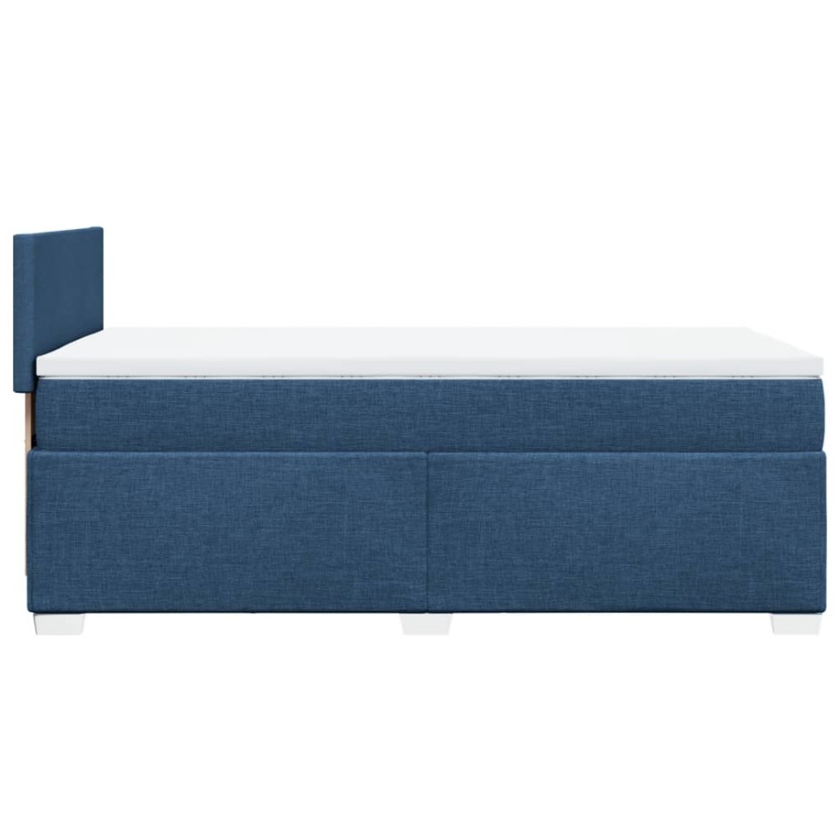 Cama box spring con colchón tela azul 80x200