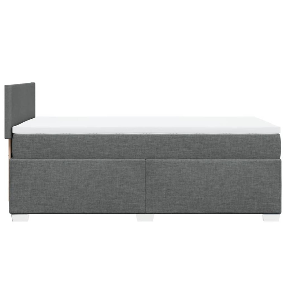 Cama box spring con colchón tela gris oscuro 80x200
