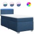 Cama box spring con colchón tela azul 90x190
