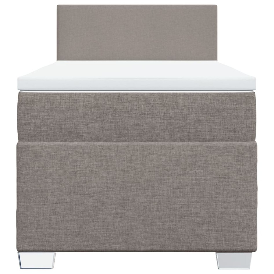 Cama box spring con colchón tela gris taupe 90x190