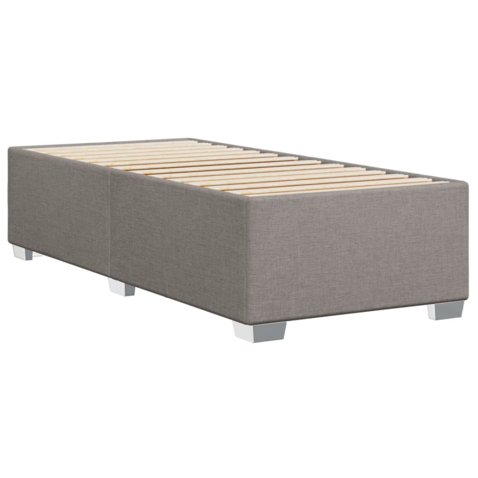 Cama box spring con colchón tela gris taupe 90x190