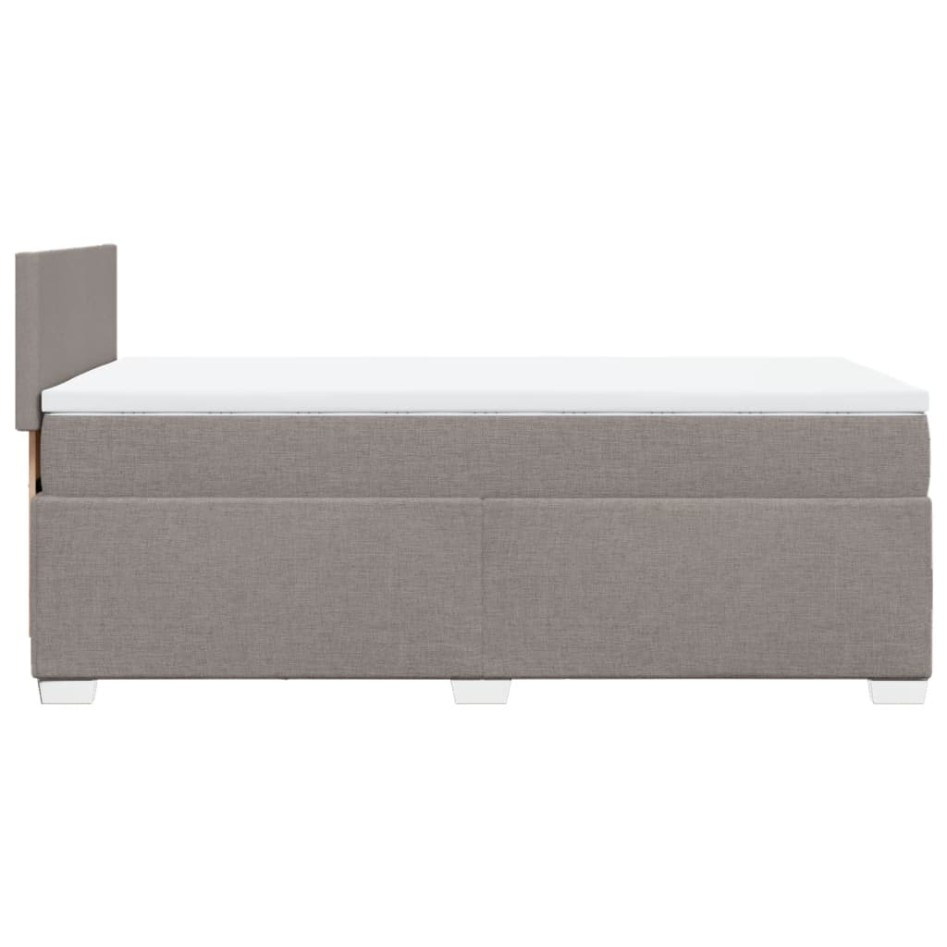 Cama box spring con colchón tela gris taupe 90x190