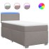 Cama box spring con colchón tela gris taupe 90x200