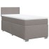 Cama box spring con colchón tela gris taupe 90x200