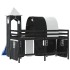 Cama alta niños con torre madera pino blanco negro 90x200