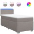 Cama box spring con colchón tela gris taupe 100x200