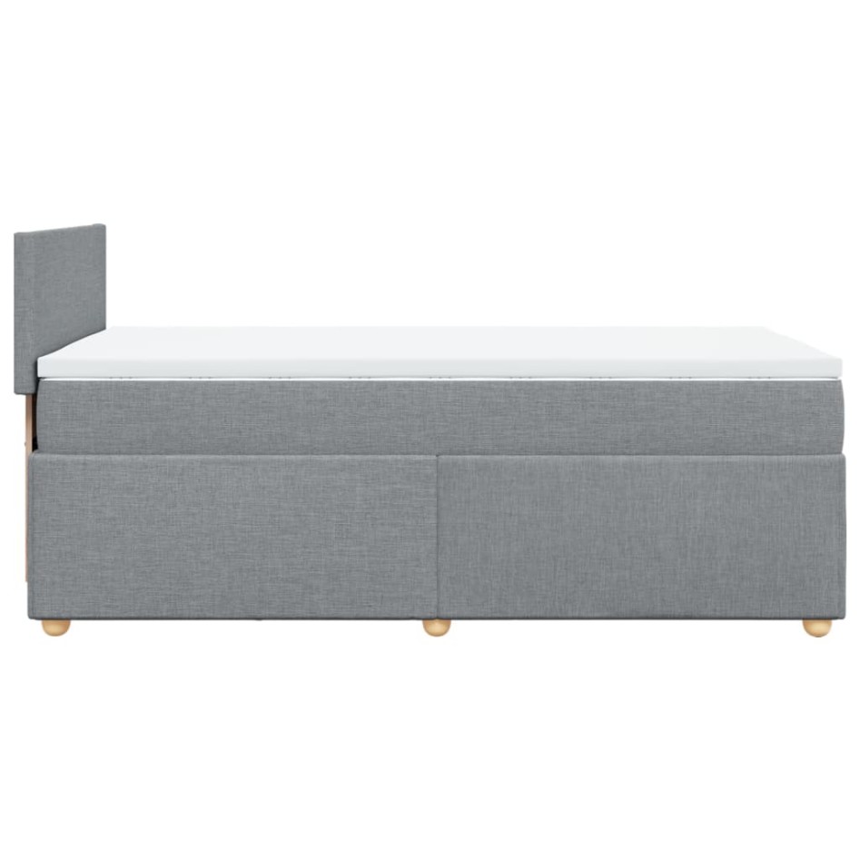 Cama box spring con colchón tela gris claro 80x200