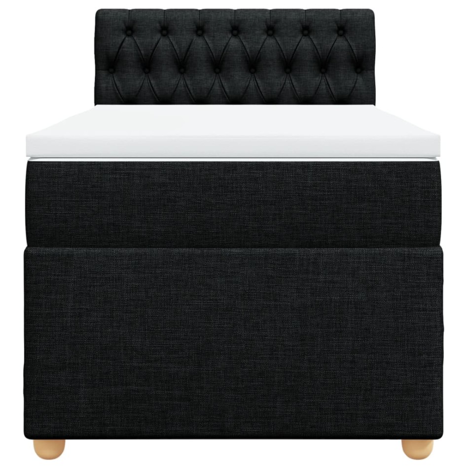 Cama box spring con colchón tela negro 80x200