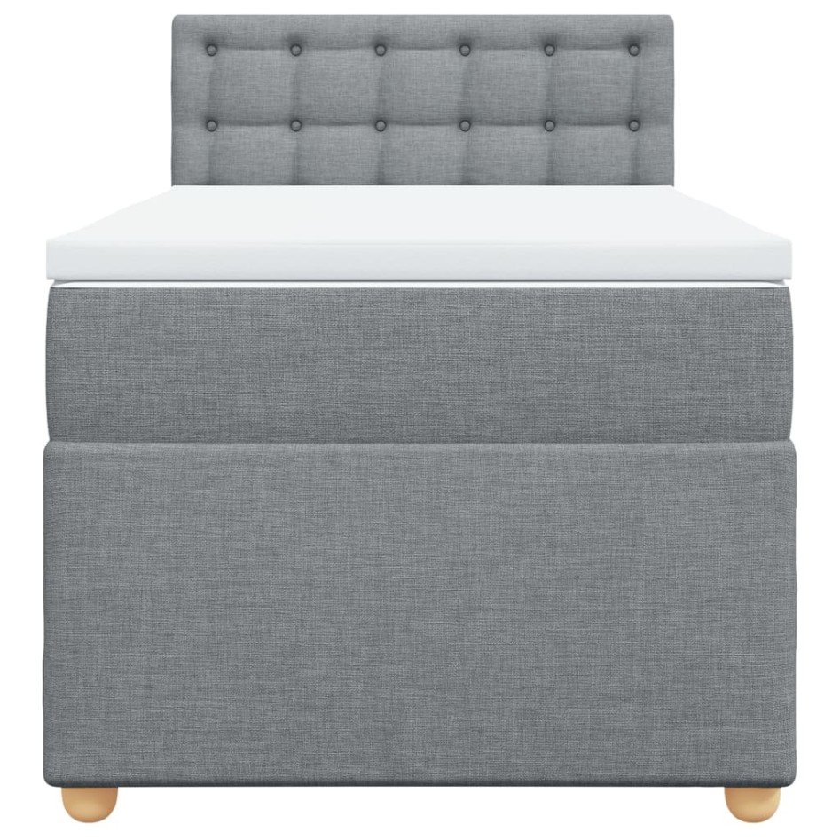 Cama box spring con colchón tela gris claro 80x200