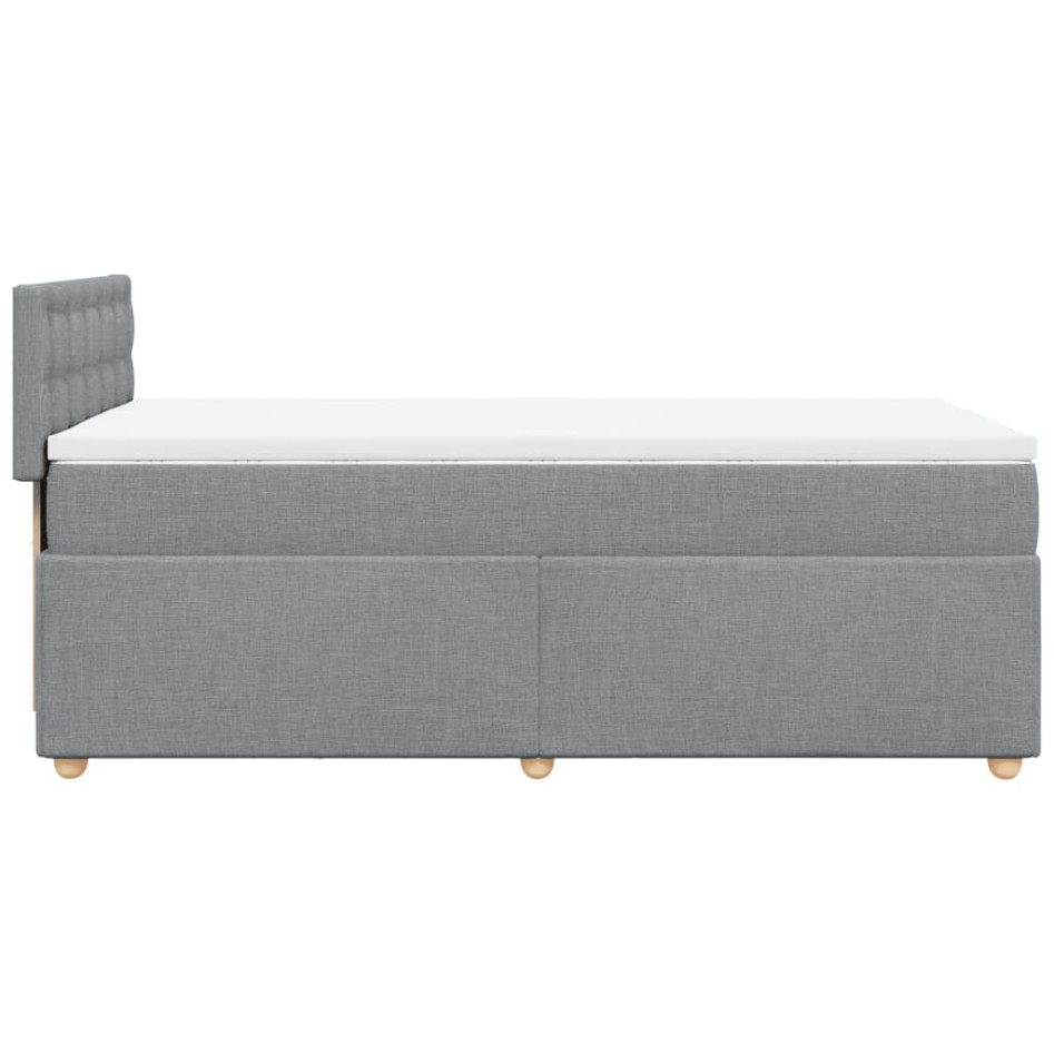 Cama box spring con colchón tela gris claro 80x200