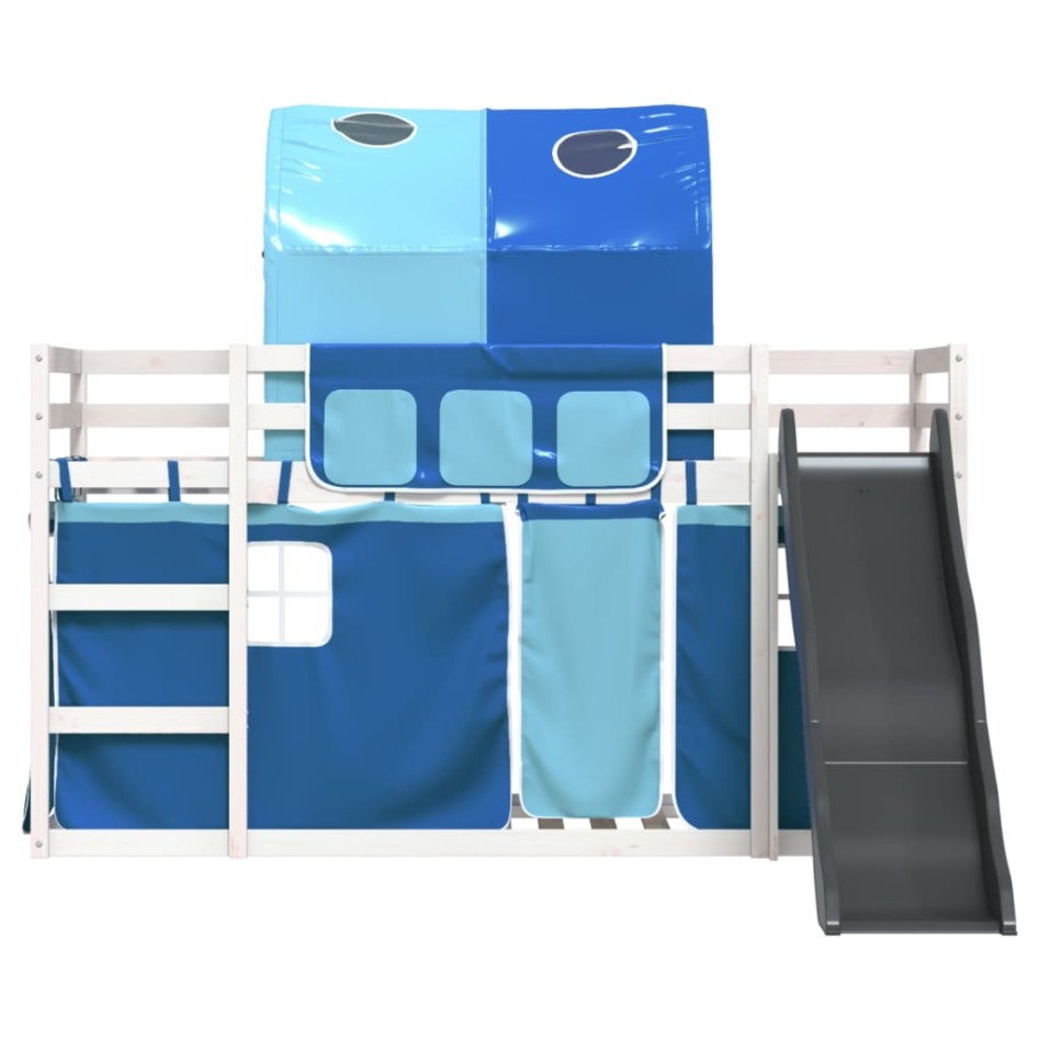 Litera con tobogán y cortinas azul 80x200