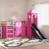Litera con tobogán y cortinas rosa 90x190