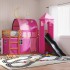 Litera con tobogán y cortinas rosa 90x190