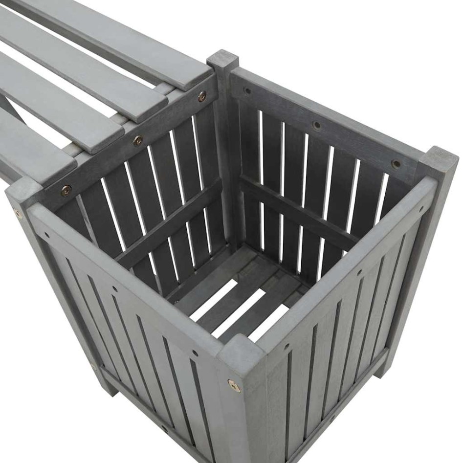 Banco de jardín con 2 jardineras madera de acacia gris 150