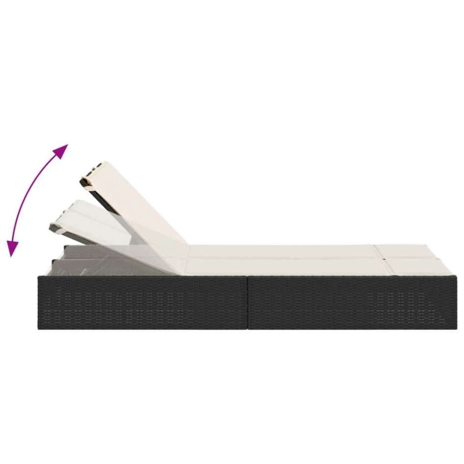 Tumbona doble con cojines ratán sintético