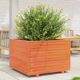 Jardinera madera maciza de pino marrón cera 70x70x49,5
