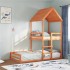 Cama con techo madera maciza pino marrón 90x200