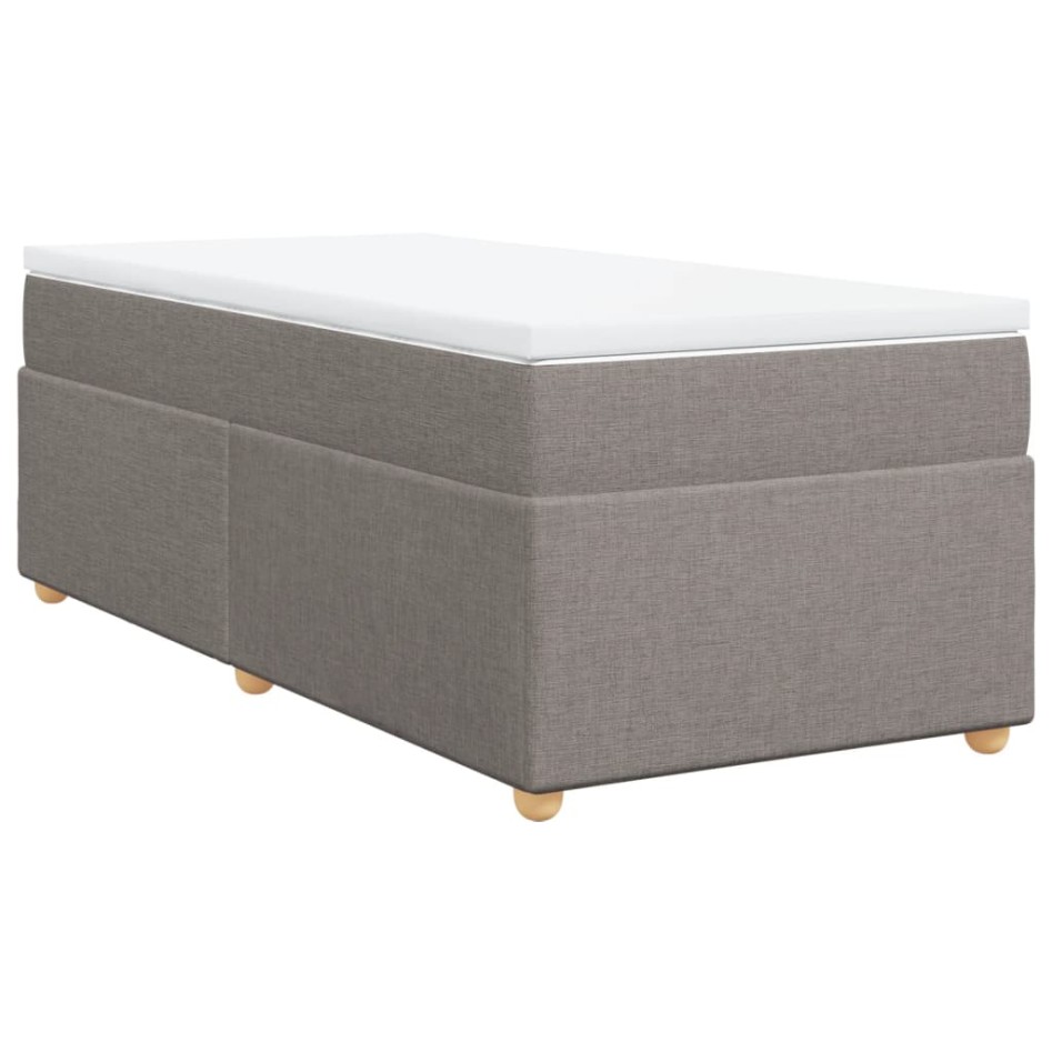 Cama box spring con colchón tela gris taupe 90x200