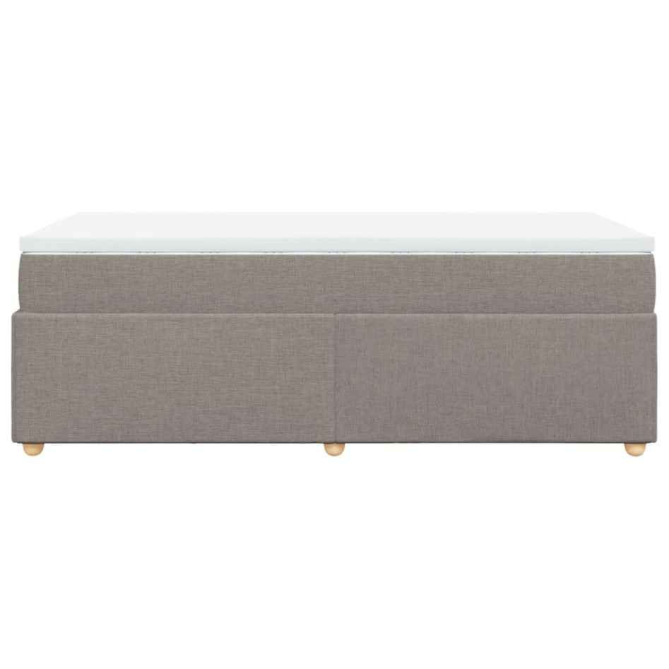 Cama box spring con colchón tela gris taupe 90x200