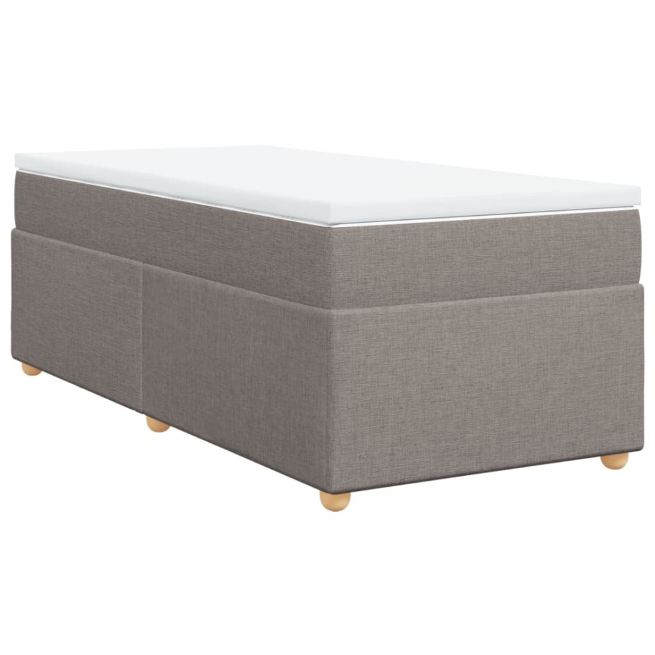 Cama box spring con colchón tela gris taupe 90x200