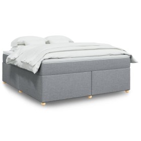Cama box spring con colchón tela gris claro 180x200