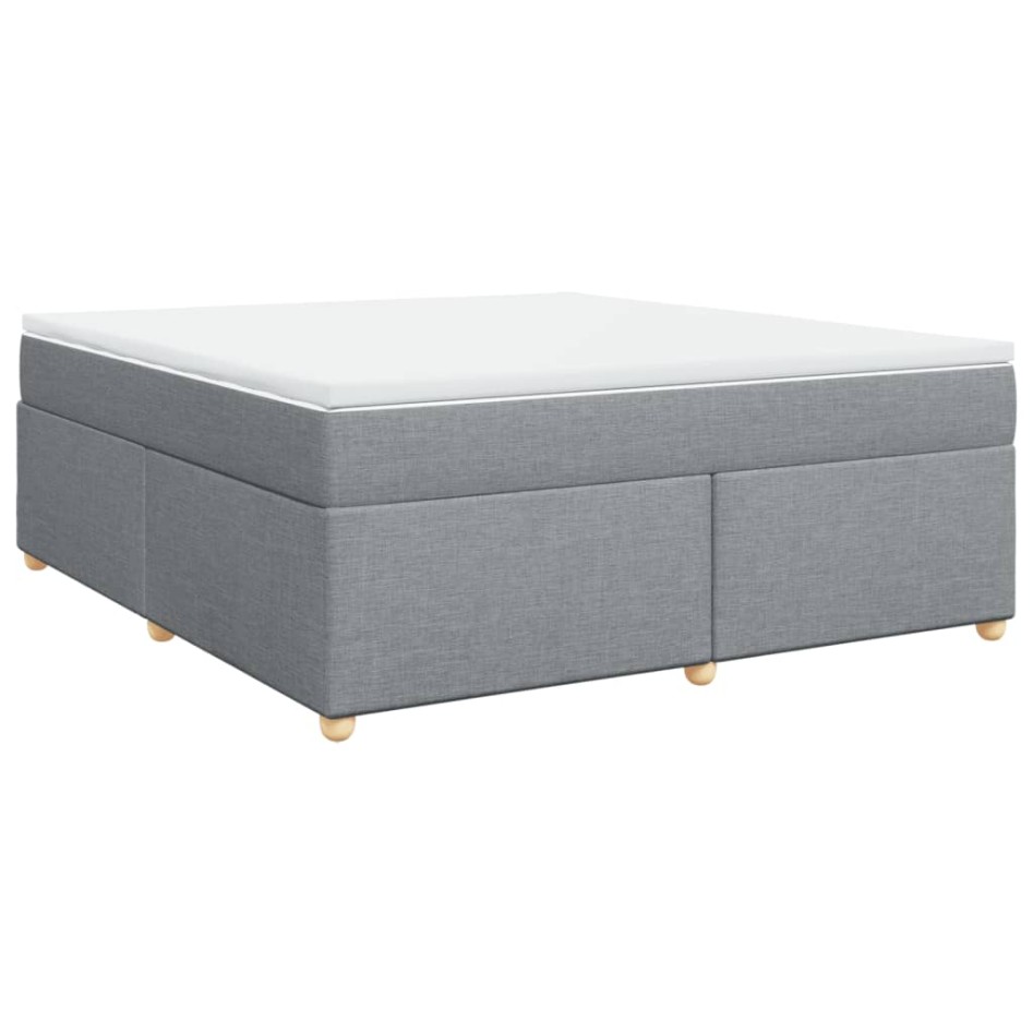 Cama box spring con colchón tela gris claro 180x200