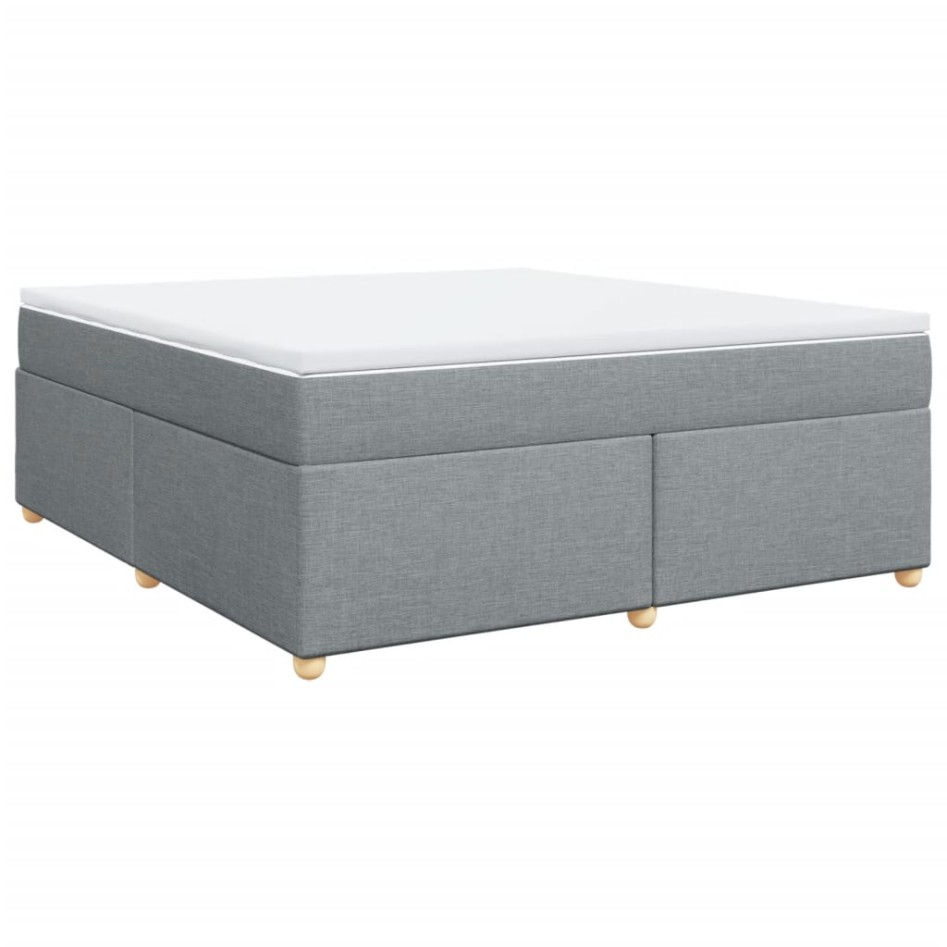 Cama box spring con colchón tela gris claro 180x200