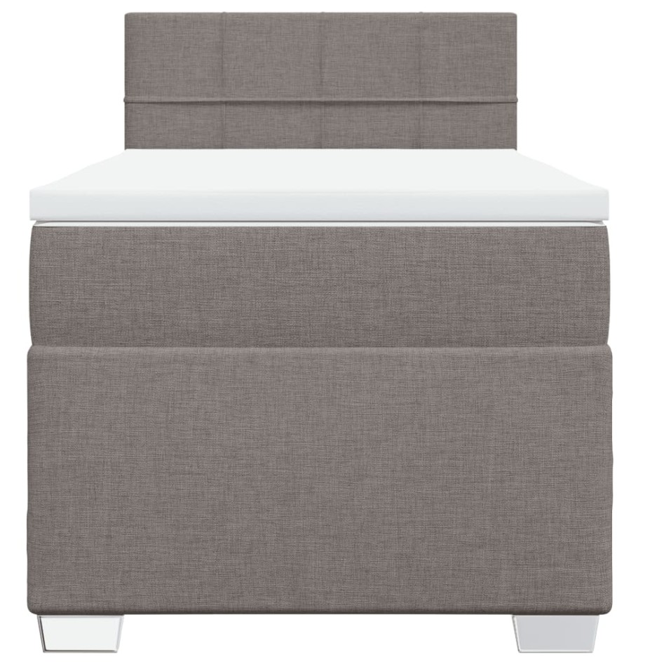 Cama box spring con colchón tela gris taupe 90x200
