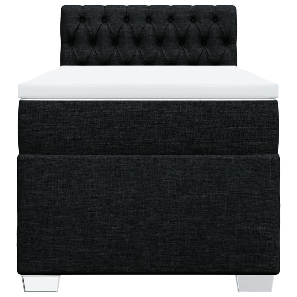 Cama box spring con colchón tela negro 90x200