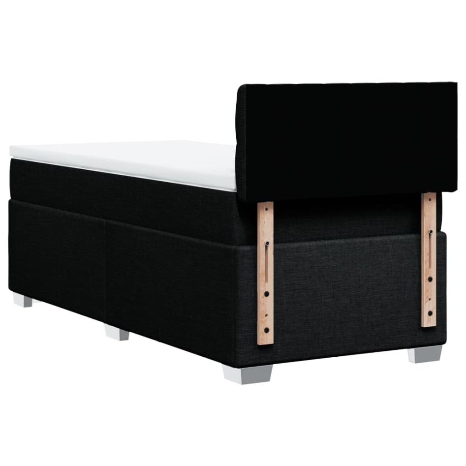 Cama box spring con colchón tela negro 90x200