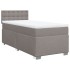 Cama box spring con colchón tela gris taupe 90x200