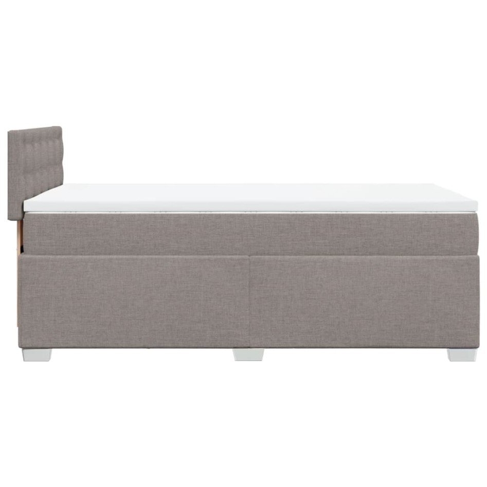 Cama box spring con colchón tela gris taupe 90x200