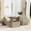Juego de sofás jardín con cojines 5 pzas ratán sintético beige