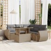 Juego de sofás jardín con cojines 6 pzas ratán sintético beige