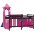 Cama alta para niños con torre madera pino rosa 90x190