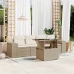Juego de sofás jardín con cojines 5 pzas ratán sintético beige