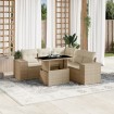Juego de sofás jardín con cojines 6 pzas ratán sintético beige