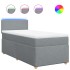 Cama box spring con colchón tela gris claro 90x190